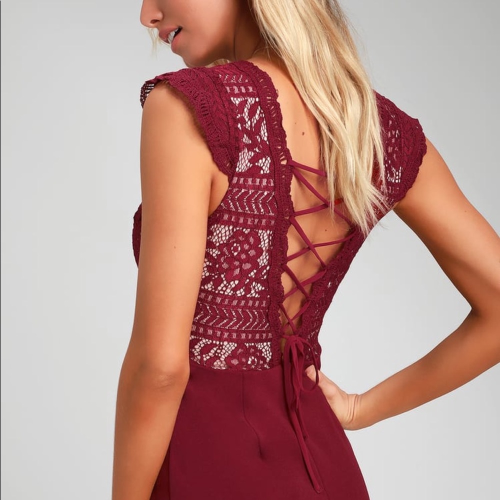 Lulus Give a Glam Wine Red Lace Up Dress Bodycon - Picture 3 of 8